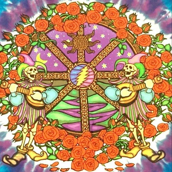 Grateful Dead "the wheel" tie dye w/print,vintage /new/never worn,XL - Picture 2 of 6